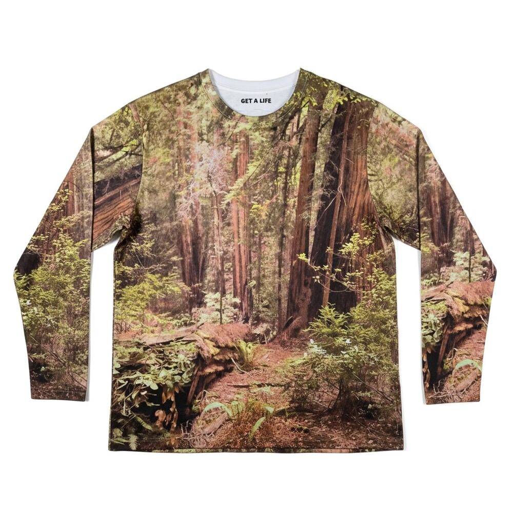 Get A Life All-Over Forest Print Long Sleeve Shirt AOP Green Multi 2XL Gorpcore
